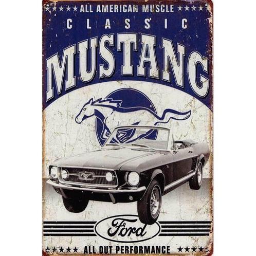 wandbord reclamebord schild Classic Mustang bord, Verzamelen, Retro, Huis en Inrichting, Verzenden