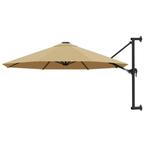 vidaXL Wandparasol met metalen paal 300 cm taupe, Tuin en Terras, Parasols, Verzenden, Nieuw