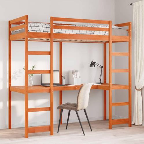 vidaXL Cadre de lit superposé avec bureau 90x200 cm bois, Maison & Meubles, Chambre à coucher | Lits, Neuf, Envoi