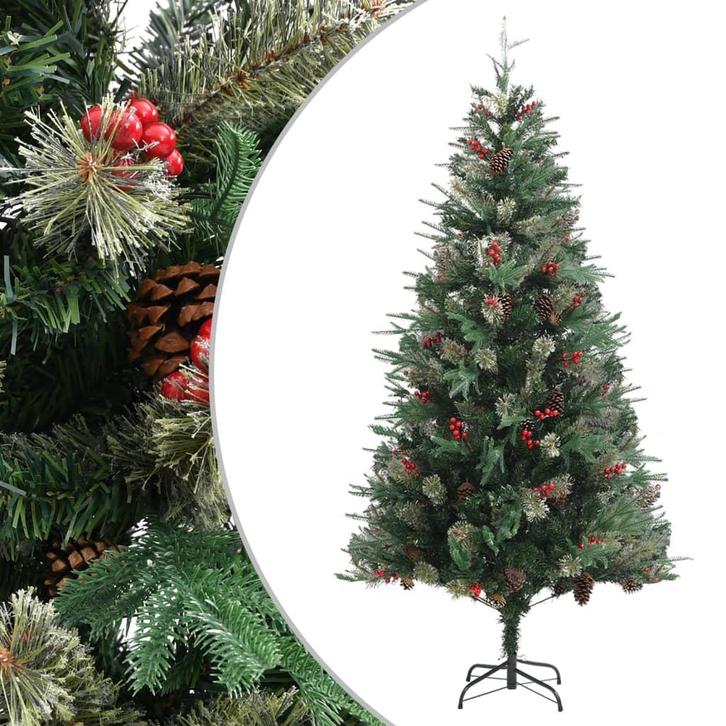 vidaXL Kerstboom met dennenappels 225 cm PVC en PE groen, Diversen, Kerst, Nieuw, Verzenden
