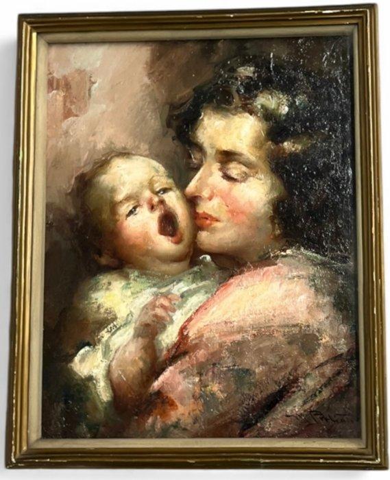 Mario Pobbiati (1887-1956) - Amore Materno, Antiek en Kunst, Kunst | Schilderijen | Klassiek