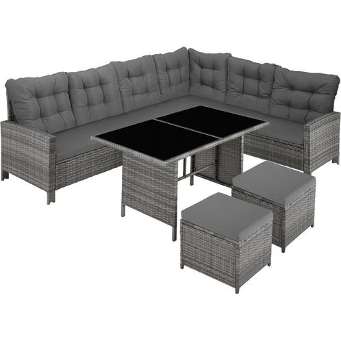 tectake Wicker zitgroep Barletta - grijs/beige, Tuin en Terras, Tuinsets en Loungesets, Verzenden