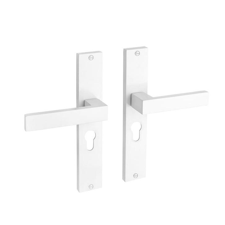 Geveerde Deurklink Lusso met schild en profielcilindergat, Doe-het-zelf en Bouw, Hang- en Sluitwerk, Klink of Kruk, Nieuw, IJzer