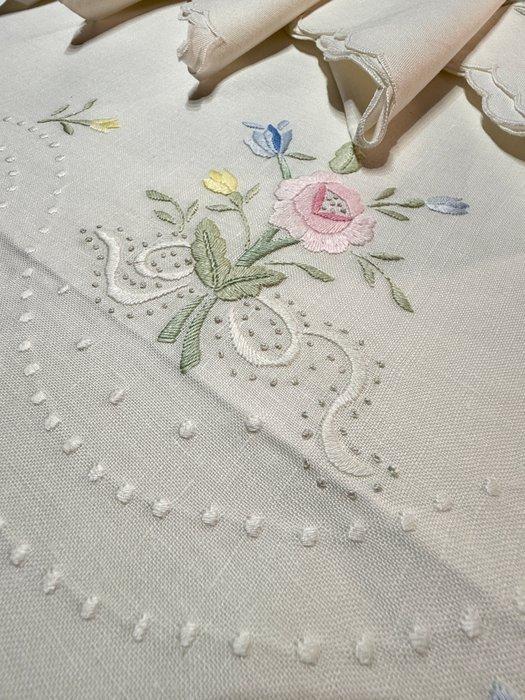 Tafelkleed (13) - 260 cm - 180 cm - Handgehaakt tafelkleed, Antiek en Kunst, Antiek | Tapijten, Tafelkleden en Textiel