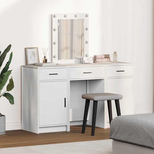 vidaXL Kaptafel met lade 3 pcs Wit 50 x 41 x 135 cm Bewerkt, Huis en Inrichting, Tafels | Kaptafels, Nieuw, Verzenden