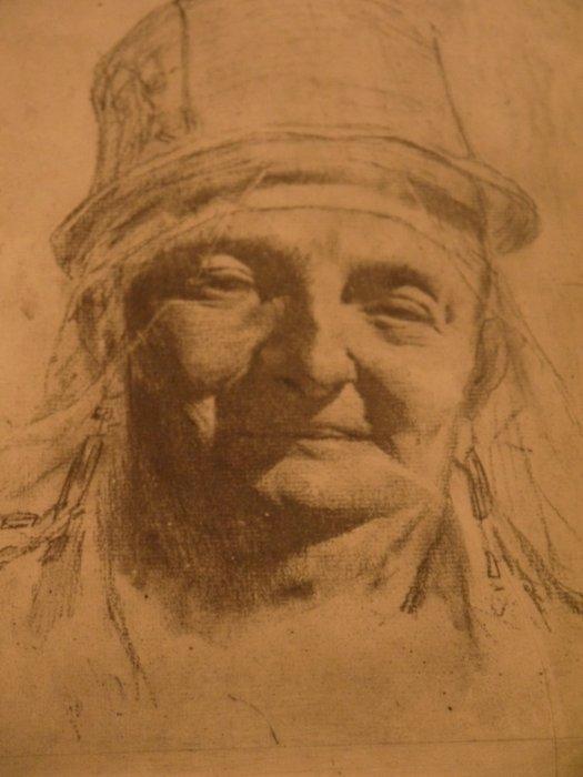 Félicien Rops (1833-1898) - Tête de Zélandaise, Antiek en Kunst, Antiek | Overige Antiek