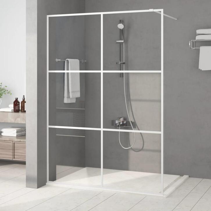 vidaXL Inloopdouchewand 140x195 cm transparant ESG-glas wit, Doe-het-zelf en Bouw, Sanitair, Nieuw, Verzenden