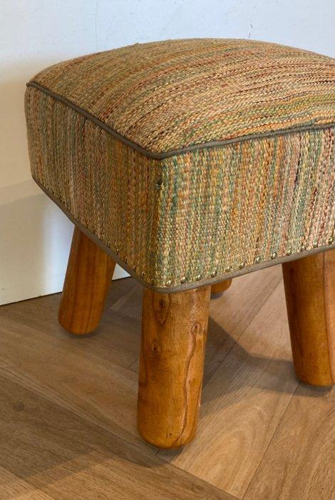 Pouf - Bois, Laine, Antiek en Kunst, Curiosa en Brocante