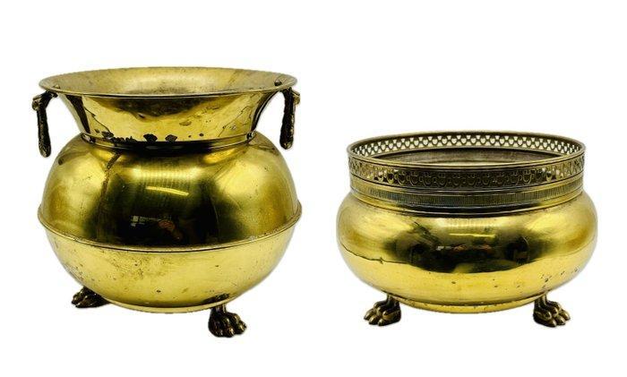 Jardinière (2) - Leeuwenpoten - Messing, Antiek en Kunst, Curiosa en Brocante