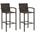 vidaXL Barkrukken 2 st poly rattan bruin, Tuin en Terras, Verzenden, Nieuw