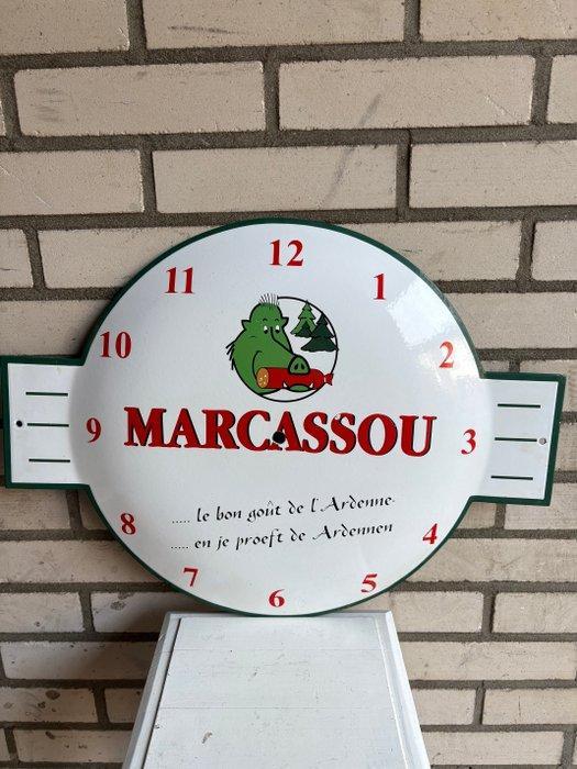 Emaille klok - Emaille klokbord – Marcassou – Ardennen, Antiek en Kunst, Antiek | Wandborden en Tegels