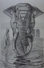 Paul Jouve (1878-1973) - Elephant du temple de Siva, Antiek en Kunst