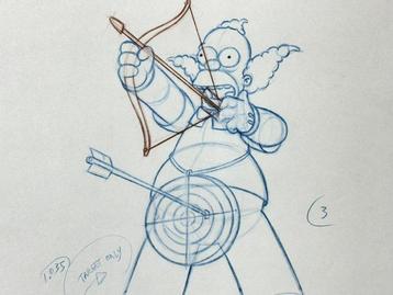 The Simpsons - 2 Dessins danimation originaux de Krusty le beschikbaar voor biedingen