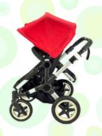 Bugaboo Donkey zwart/rood duo refurbished kinderwagen, Kinderen en Baby's, Kinderwagens en Combinaties, Kinderwagen, Verstelbare duwstang