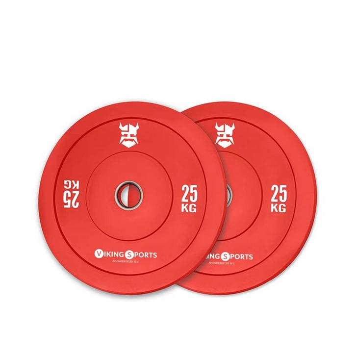 Bumper plates 25kg rood | Olympisch | Scherpe Prijs, Sports & Fitness, Équipement de fitness, Enlèvement ou Envoi