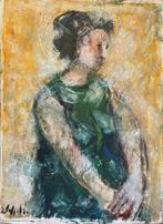 Emanule Cappello (1936) - Ritratto femminile in abito verde, Antiek en Kunst