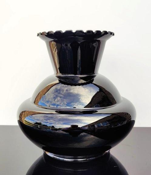 Verreries Doyen - Zeldzame grote Art Deco vaas - zwart, Antiek en Kunst, Kunst | Designobjecten