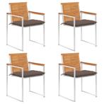 vidaXL Tuinstoelen 4 st met kussens massief acaciahout, Tuin en Terras, Tuinstoelen, Verzenden, Nieuw