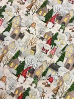 Kerstdecoratief stof - gnomes in het kerstdorp - Textiel -