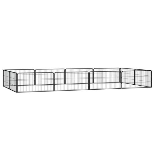 vidaXL Hondenkennel 12 panelen 100x50 cm gepoedercoat staal, Dieren en Toebehoren, Hondenbenches, Nieuw, Verzenden
