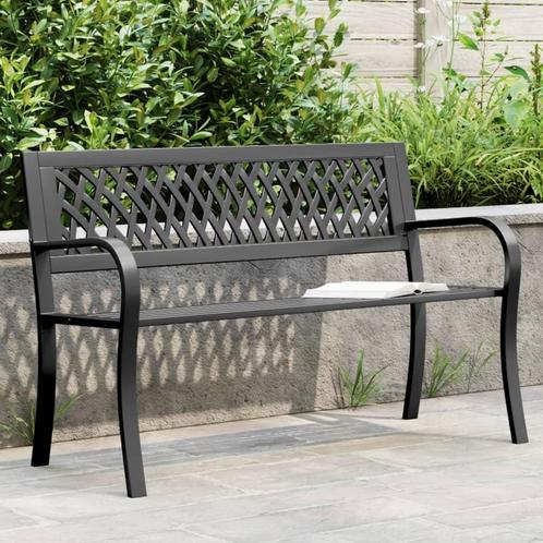 vidaXL Tuinbank 120 cm staal zwart, Tuin en Terras, Tuinsets en Loungesets, Nieuw, Verzenden