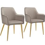 tectake Eetkamerstoel Avane, fluweellook, gestoffeerd - taup, Huis en Inrichting, Verzenden, Nieuw