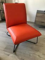 Leren fauteuil zonder armleuning met kruisframe - oranje, Ophalen of Verzenden, Nieuw