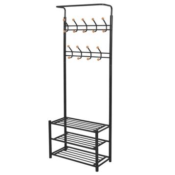 vidaXL Kledingrek met schoenenopberger 68x32x182,5 cm zwart, Verzenden