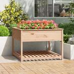 vidaXL Plantenbak met schap 111,5x111,5x81 cm massief, Tuin en Terras, Verzenden, Nieuw