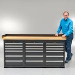 Datona Werkbank PRO met eiken werkblad en 18 lades - 200 cm, Doe-het-zelf en Bouw, Werkbanken, Ophalen of Verzenden, Nieuw
