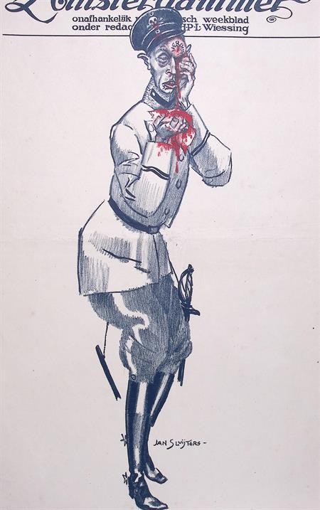 Gefaalde Duitse militaire operatie op spotprent (Lithos), Antiek en Kunst, Kunst | Litho's en Zeefdrukken, Verzenden