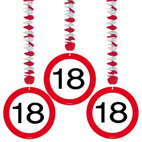 Hangdecoratie 18 Jaar Verkeersbord 75cm 3st, Hobby en Vrije tijd, Feestartikelen, Nieuw, Verzenden
