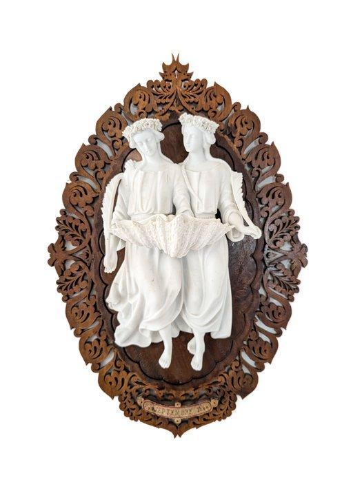 Antiek Wijwatervat - 1850-1900 - Bénitier aux deux Anges -, Antiek en Kunst, Kunst | Niet-Westerse kunst