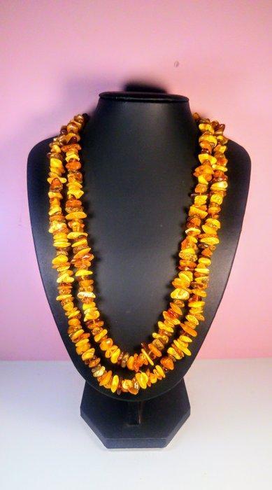 Vintage lange Baltic amber ketting - Barnsteen - Unique, Antiquités & Art, Curiosités & Brocante