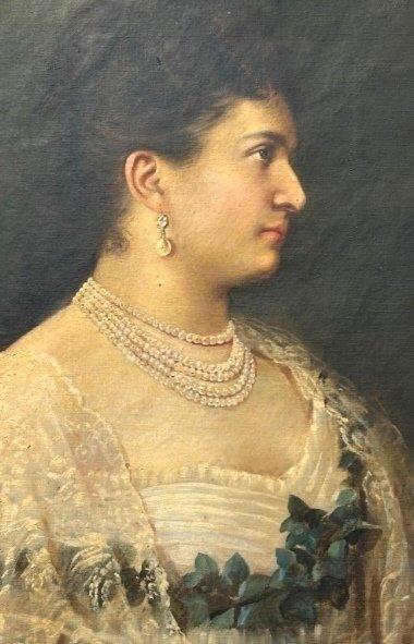 Italiaanse school (XIX) - Ritratto di Donna, Antiek en Kunst, Kunst | Schilderijen | Klassiek