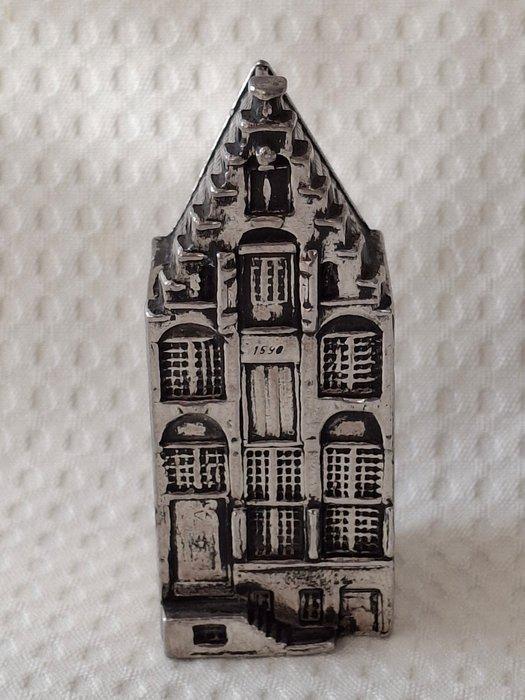 Figurine miniature - Zilveren Miniatuur Ooievaar met jong (, Antiek en Kunst, Antiek | Zilver en Goud