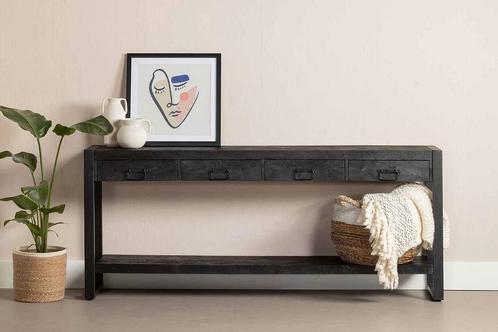 Mangohout Sidetable Winnie 180 Zwart, Huis en Inrichting, Tafels | Sidetables, Nieuw, Verzenden