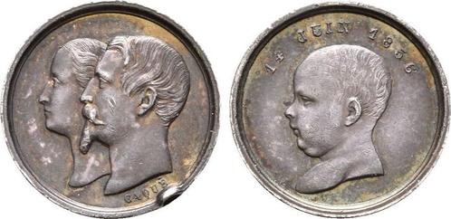 Zilver medaille von Caque, auf die Taufe 1856 Frankreich:..., Timbres & Monnaies, Monnaies | Europe | Monnaies non-euro, Envoi