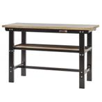 Werkbank zwart 150 cm met hardhouten blad, Doe-het-zelf en Bouw, Werkbanken, Ophalen of Verzenden, Nieuw