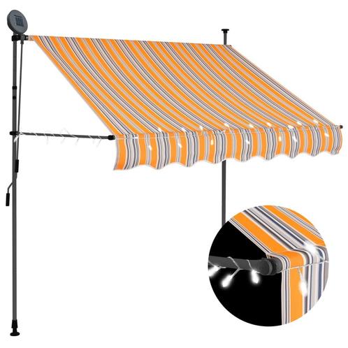 vidaXL Luifel handmatig uitschuifbaar met LED 100 cm geel en, Tuin en Terras, Zonneschermen, Nieuw, Verzenden