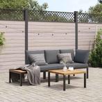 vidaXL 3-delige Loungeset met kussens aluminium zwart, Tuin en Terras, Verzenden, Nieuw, Loungeset