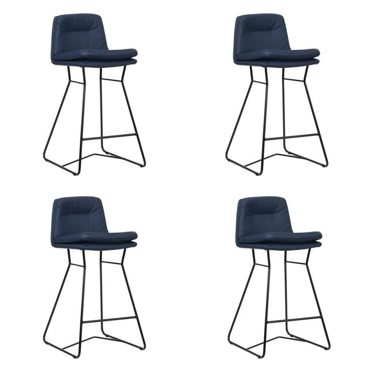 Set van 4 Leren barkrukken Candy laag - Hermes Kobalt, Maison & Meubles, Tabourets de bar, Enlèvement ou Envoi
