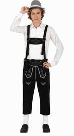 Lederhose Lang Zwart Verstelbare Bretels, Verzenden, Nieuw