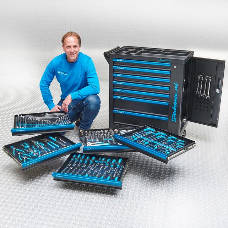 Datona Gereedschapswagen Black-Line 7 laden + 171-delige, Bricolage & Construction, Boîtes à outils, Enlèvement ou Envoi