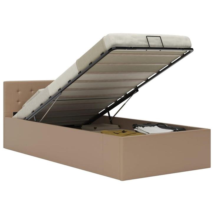 vidaXL Bedframe met opslag hydraulisch kunstleer cappuccino, Huis en Inrichting, Slaapkamer | Bedden, Nieuw, Verzenden