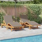 vidaXL Ligstoel 3 pcs Taupe Massief Acacia Hout, Tuin en Terras, Ligbedden, Verzenden, Nieuw