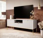Meubella | TV-Meubel goud Wit 154cm hotel chique, Maison & Meubles, Armoires | Mobilier de télévision, Verzenden