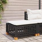 vidaXL Tuinkruk met kussen 63,5x56x32 cm poly rattan zwart, Verzenden, Nieuw