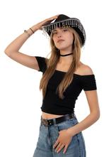 Cowboyhoed Zwart Glitter Strass Steentjes Zwarte Cowgirl Wes, Kleding | Dames, Ophalen of Verzenden, Nieuw
