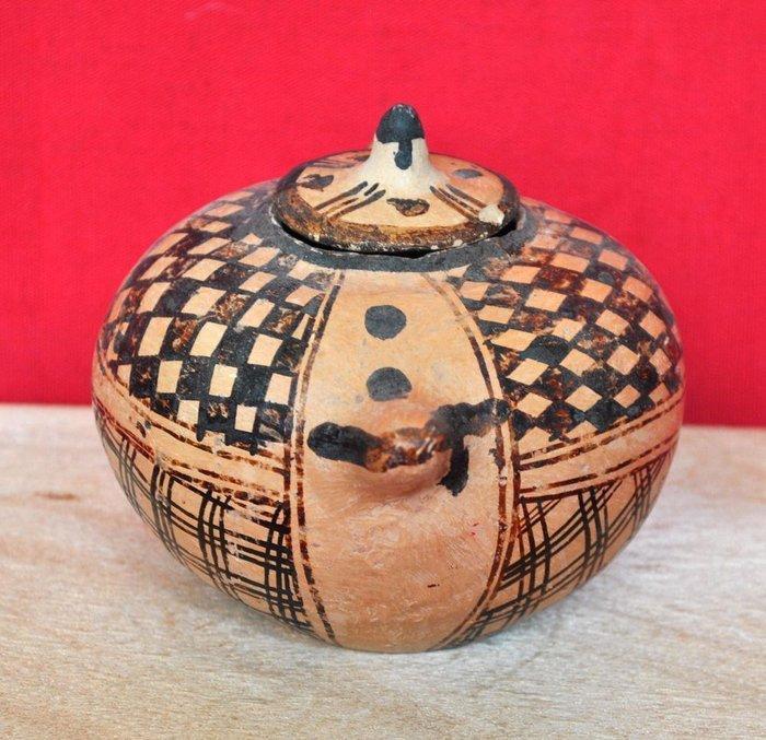 IDEQQI aardewerk kruidenpotje Berbers Kabyle in terra cotta, Antiek en Kunst, Kunst | Niet-Westerse kunst